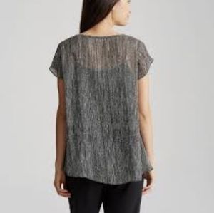EILEEN FISHER Silk Striped Blouse with Attached Camisole